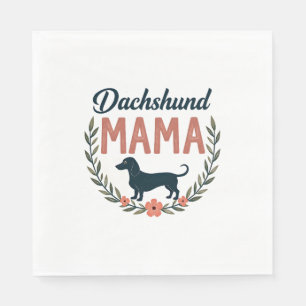 Vintage Dachshund Mama Floral Dog Lover Vector Des Napkin