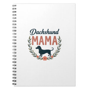 Vintage Dachshund Mama Floral Dog Lover Vector Des Notebook