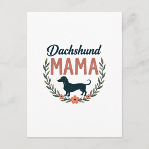 Vintage Dachshund Mama Floral Dog Lover Vector Des Postcard