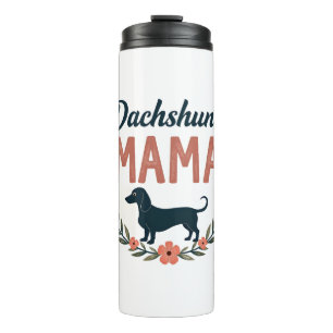 Vintage Dachshund Mama Floral Dog Lover Vector Des Thermal Tumbler