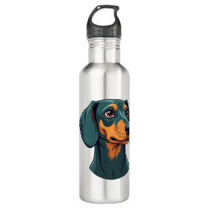 Vintage Dachshund Portrait Art Retro Dog Illustrat 710 Ml Water Bottle