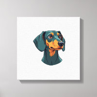 Vintage Dachshund Portrait Art Retro Dog Illustrat
