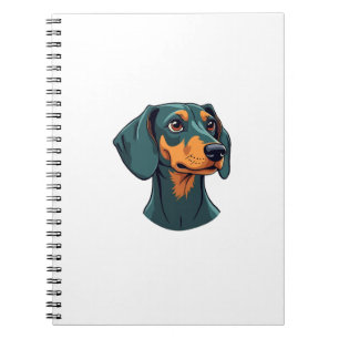 Vintage Dachshund Portrait Art Retro Dog Illustrat Notebook