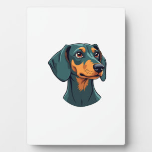 Vintage Dachshund Portrait Art Retro Dog Illustrat Plaque