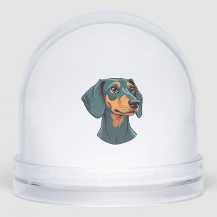Vintage Dachshund Portrait Art Retro Dog Illustrat Snowglobe