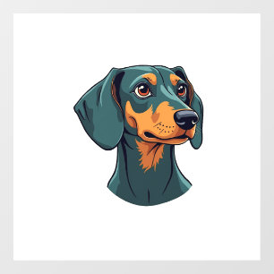 Vintage Dachshund Portrait Art Retro Dog Illustrat Window Cling