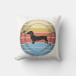 Vintage Dachshund Retro Sunset Dog Shirt Design_1 Cushion
