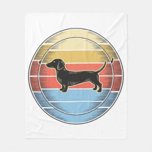 Vintage Dachshund Retro Sunset Dog Shirt Design_1 Fleece Blanket