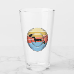 Vintage Dachshund Retro Sunset Dog Shirt Design_1 Glass
