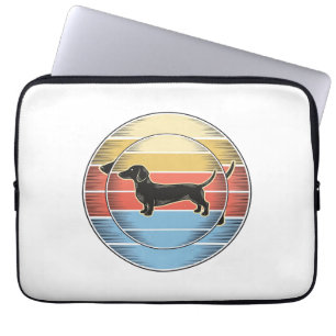 Vintage Dachshund Retro Sunset Dog Shirt Design_1 Laptop Sleeve