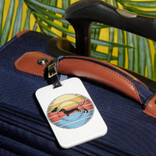 Vintage Dachshund Retro Sunset Dog Shirt Design_1 Luggage Tag