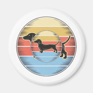 Vintage Dachshund Retro Sunset Dog Shirt Design_1 Magnet