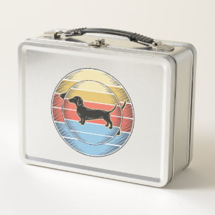 Vintage Dachshund Retro Sunset Dog Shirt Design_1 Metal Lunch Box