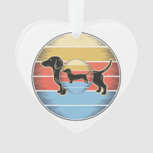 Vintage Dachshund Retro Sunset Dog Shirt Design_1 Ornament