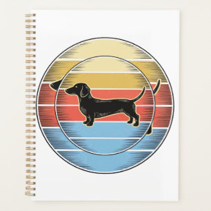 Vintage Dachshund Retro Sunset Dog Shirt Design_1 Planner