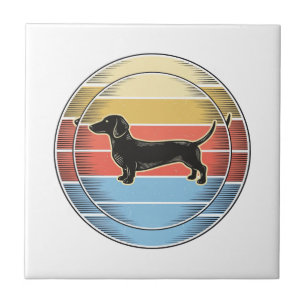Vintage Dachshund Retro Sunset Dog Shirt Design_1 Tile