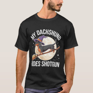 Vintage Dachshund Rides Shotgun Wiener Dog T-Shirt
