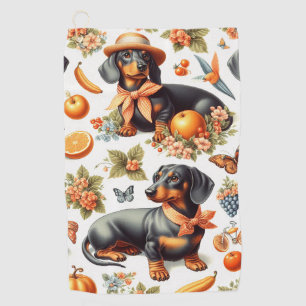 Vintage Dachshund Seamless Golf Towel