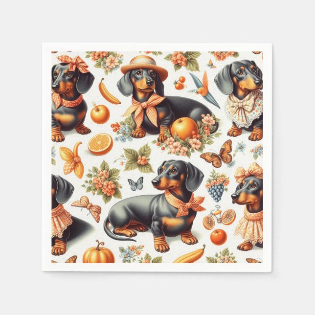 Vintage Dachshund Seamless Napkin (Front)