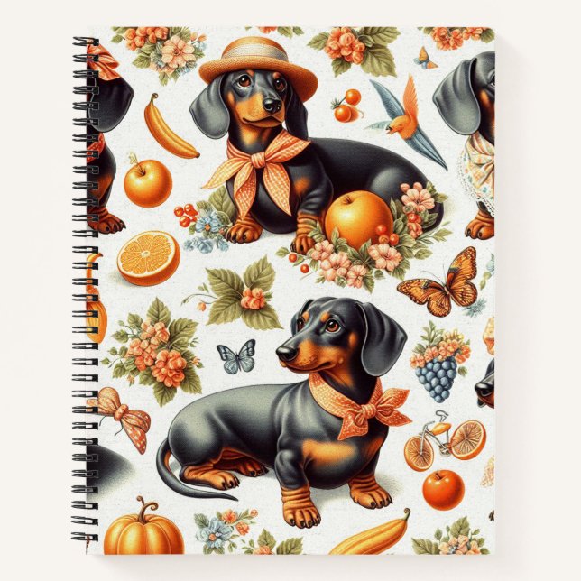 Vintage Dachshund Seamless Notebook (Front)