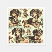 Vintage Dachshund Seamless Painting