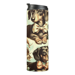 Vintage Dachshund Seamless Painting Thermal Tumbler