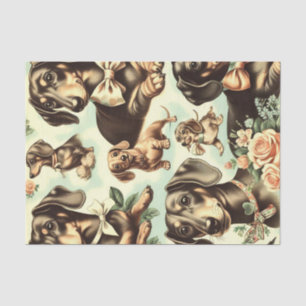 Vintage Dachshund Seamless Painting Tissue Paper