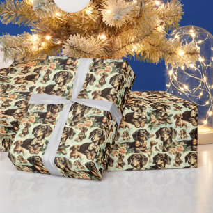 Vintage Dachshund Seamless Painting Wrapping Paper