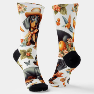 Vintage Dachshund Seamless Socks