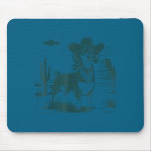 Vintage dachshund ufo western funny dog mouse mat