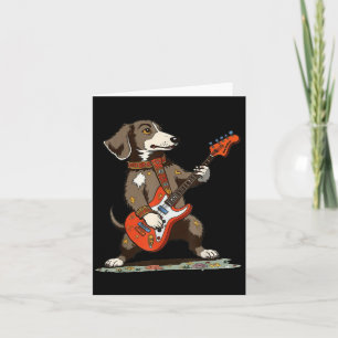 Vintage Dachshund Weenie Playing Guitar Funny Dog  Card
