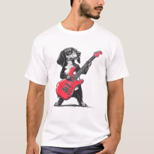 Vintage Dachshund Weenie Playing Guitar Rocking Do T-Shirt