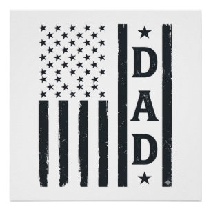 Vintage Dad American Flag Vector Design_1 Poster
