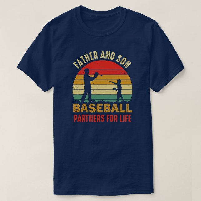 Vintage Dad And Son Baseball Partners For Life T-Shirt (Design Front)