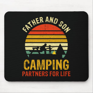 Vintage Dad And Son Camping Partners For Life Fath Mouse Mat
