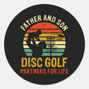 Vintage Dad And Son Disc Golf Partners For Life Fa Classic Round Sticker