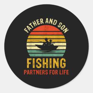 Vintage Dad And Son Fishing Partners For Life Fath Classic Round Sticker