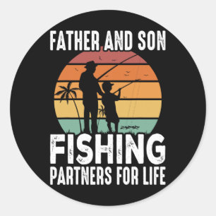 Vintage Dad And Son Fishing Partners For Life Fath Classic Round Sticker