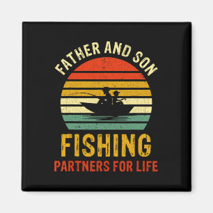 Vintage Dad And Son Fishing Partners For Life Fath Magnet