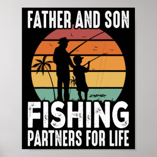 Vintage Dad And Son Fishing Partners For Life Fath Poster