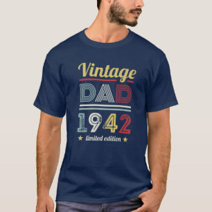Vintage Dad Born 1942 80Th Birthday Men Retro Gift T-Shirt