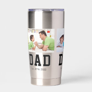 Vintage Dad Established Black Text 3 Photo Insulated Tumbler