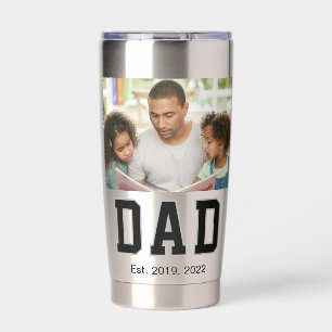 Vintage Dad Established Black Text Photo Insulated Tumbler