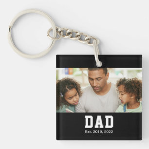 Vintage Dad Established Gift Photo Key Ring