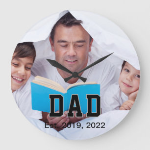 Vintage Dad Established Gift Photo Large Clock