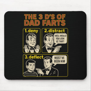 Vintage Dad Fart Funny Fathers Day Farting Humour Mouse Mat