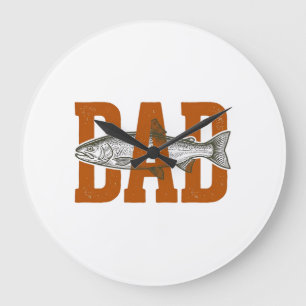 Vintage Dad Fishing Vector Shirt Design_1 Large Clock