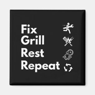 Vintage Dad Fix Grill Rest Repeat Backyard Bbq Magnet