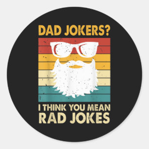 Vintage Dad Jokes I Mean Rad Jokes Retro  Classic Round Sticker