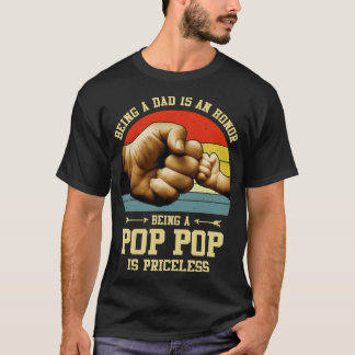 Vintage Dad Pop Pop Kid Papa Grandpa Fathers Day T T-Shirt